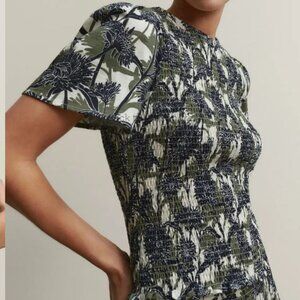 ME+EM Aster Print Smock Top Printed Cotton-Slub Jersey (M)